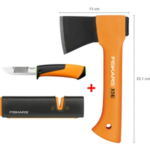 Parçalama Baltası Xxs-X5 + Bileyicili Ağır Iş Bıçağı + Balta ve Bıçak Bileyici