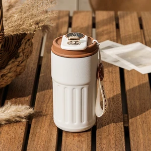 Kahve Kupası Termos Kupa Akıllı Sıcaklık Ölçümü 316 Paslanmaz Çelik Eşlik Eden Su Bardağı Taşınabilir Araba Hediye Kupa 450ML Çay Bardağı (Yurt Dışından)