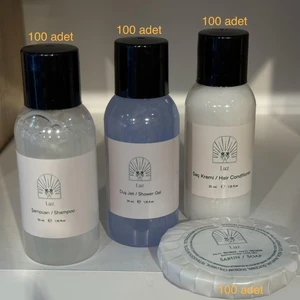 Otel Tipi 100 Adet Şampuan 100 Adet Duş Jeli 100 Adet Saç Kremi 100 Adet Sabun Tek Kullanımlık Banyo Buklet Seti