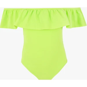 Yeşil Önü Volanlı Kız Çocuk Mayo