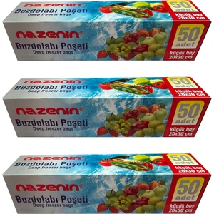 Düz Kilitsiz Şeffaf Küçük Boy Buzdolabı Yemek Gıda Poşeti Torbası- 20X30 Cm. - 50'li 3 Paket