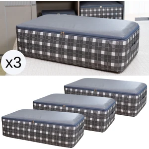 3 Adet Mega Boy Çizgi Desen Baskılı Gri Baza Altı Düzenleyici Yastık Yorgan Kıyafet Hurcu 75X40X20 cm