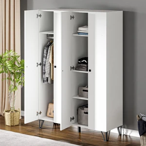 GRM4 4 Kapaklı Ayaklı Dolap Gardrop - Beyaz