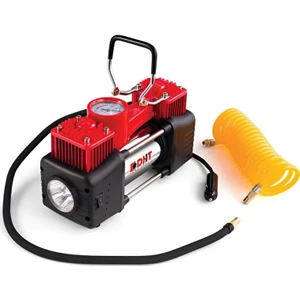 Prodht 12V Dc Ledli Mini Araç Kompresörü Çift Pistonlu Top ve Bot Şişirme Aparatlı D12010002