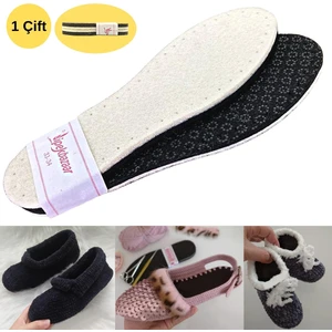 1 Çift Beyaz Keçe Kaydırmazdelikli Hobi Örgü Panduf Patik Tabanı