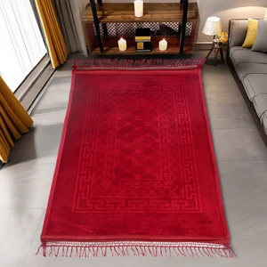 Asya Bayrak Soft Yumuşak Kadife Peluş Seccade Bordo