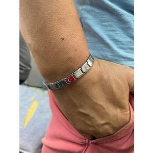 Italyan Charm Nomi Çelik Bileklik -Ay Yıldız Türk Bayrağı Sevgiliye - Eşe - Babaya - Hediye Bileklik