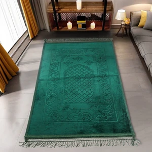 Asya Bayrak Soft Yumuşak Kadife Peluş Seccade Yeşil
