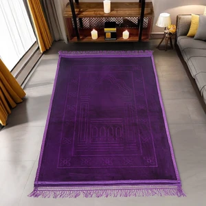 Asya Bayrak Soft Yumuşak Kadife Peluş Seccade Mor