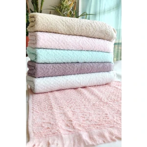 (6.lı Set) Çeyizlik Püsküllü Jakarlı Lüks Bukle Saçaklı Havlu Seti 30X50 cm