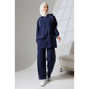 Mihran Butik Kadın Lacivert Mevsimlik Penye Alt Üst Spor ve Rahat Tesettür Takım