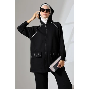 Mihran Butik Kadın Siyah Mevsimlik Penye Alt Üst Spor ve Rahat Tesettür Takım