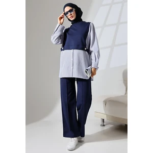 Mihran Butik Kadın Lacivert Mevsimlik Penye Alt Üst Spor ve Rahat Tesettür Takım