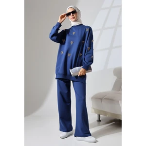 Mihran Butik Kadın Lacivert Mevsimlik Penye Alt Üst Spor ve Rahat Tesettür Takım
