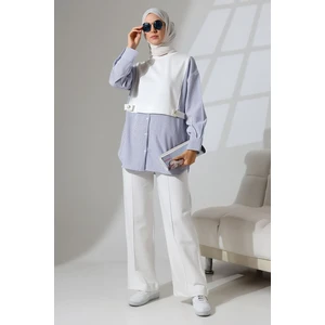 Mihran Butik Kadın Beyaz Mevsimlik Penye Alt Üst Spor ve Rahat Tesettür Takım