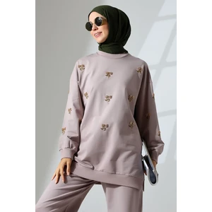 Mihran Butik Kadın Gül Kurusu Mevsimlik Penye Alt Üst Spor ve Rahat Tesettür Takım