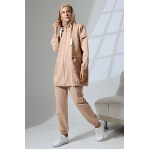 Mihran Butik Kadın Camel Mevsimlik Penye Alt Üst Spor ve Rahat Tesettür Takım