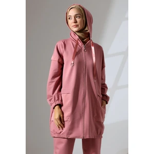 Mihran Butik Kadın Pudra Mevsimlik Penye Alt Üst Spor ve Rahat Tesettür Takım