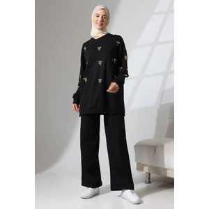 Mihran Butik Kadın Siyah Mevsimlik Penye Alt Üst Spor ve Rahat Tesettür Takım