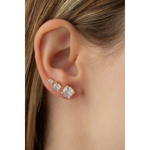 Silvano Jewelry 925 Ayar Gümüş 3'lü Tektaş Set Küpe