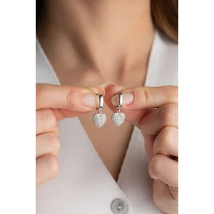 Silvano Jewelry 925 Ayar Gümüş Kalpli Halka Küpe