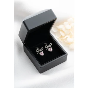 Silvano Jewelry 925 Ayar Gümüş Işıklı Kutuda Fiyonklu Kalp Küpe