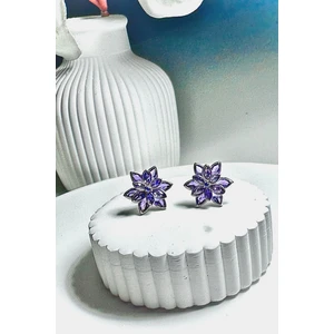 Silvano Jewelry 925 Ayar Gümüş Mor Lotus Çiçeği Küpe