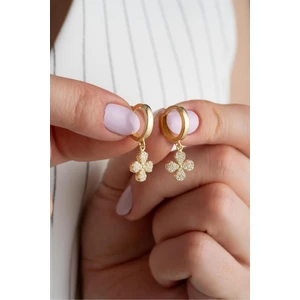 Silvano Jewelry 925 Ayar Gold Sallantılı Yonca Gümüş Küpe