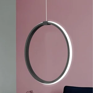 Rings Siyah Tekli Sarkıt LED Beyaz Işık Ultra Ledli Salon Mutfak Oda Hol Ledli Avize