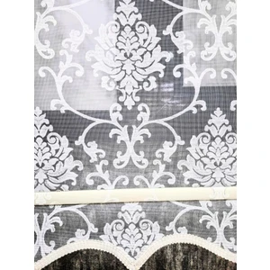 Bbb Simli Damask Desenli Çift Mekanizmalı Tül Stor Perde Ekru MT1018S