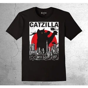Cat Kedi Catzilla Japanese Godzilla Tişört Çocuk T-Shirt
