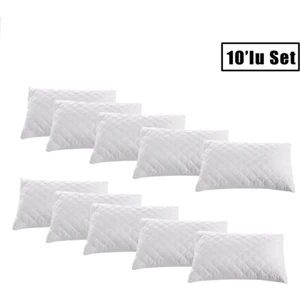 10'lu Set Yastık Koruyucu, Tela Kapitoneli, Fermuarlı Yastık Alezi, 50 x 70 cm
