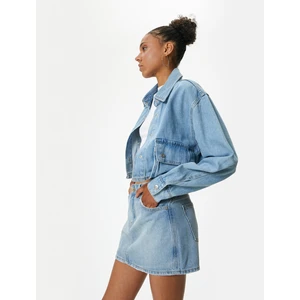 Mini Kot Şort Etek Slim Fit Düğmeli Cep Detaylı