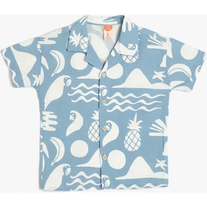 Gömlek Yaz Baskılı Kısa Kollu Pamuklu