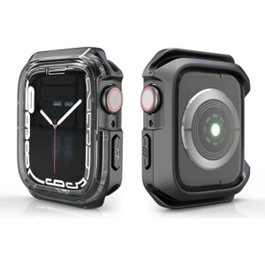 Apple Watch Uyumlu 44MM Zore Watch Gard 08 Sert Pc + Silikon Koruyucu, Siyah