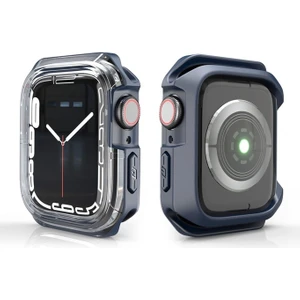 Apple Watch 44MM Uyumlu Zore Watch Gard 08 Sert Pc + Silikon Koruyucu, Lacivert
