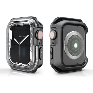 Apple Watch 44MM Uyumlu Zore Watch Gard 08 Sert Pc + Silikon Koruyucu, Füme