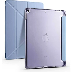 Apple iPad 10.2 2021 (9.nesil) Uyumlu Kılıf Zore Tri Folding Kalem Bölmeli Standlı Kılıf, Mavi