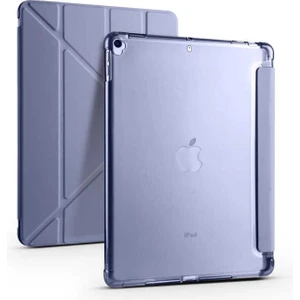 Apple iPad 10.2 2021 (9.nesil) Uyumlu Kılıf Zore Tri Folding Kalem Bölmeli Standlı Kılıf, Mor