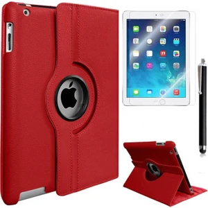 Apple iPad Mini 2-3 Uyumlu Zore Dönebilen Standlı Kılıf, Kırmızı