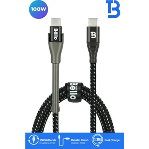 BA-02 Type-C Type-C Standlı Koruyuculu Örgülü Hızlı Şarj Data Kablosu 100W 1.2m