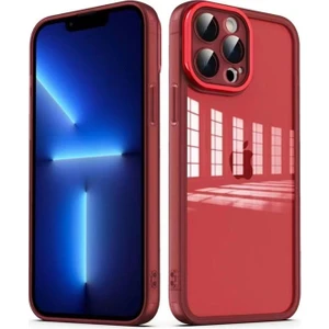 Apple iPhone 13 Pro Max Uyumlu Kılıf Kamera Korumalı Transparan Zore Post Kapak, Kırmızı