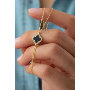 Silvano Jewelry 925 Ayar Gümüş Siyah Yonca Bileklik