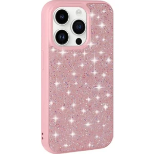 Apple iPhone 14 Pro Max Uyumlu Kılıf Parlak Taşlı Tasarım Zore Pırlanta Kapak, Pembe