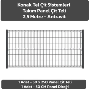 KONAK TEL ÇİT SİSTEMLERİ PANEL ÇİT TAKIM (1 ADET PANEL ÇİT TELİ 50X250 CM + 1 ADET PANEL ÇİT DİREĞİ 50 CM)