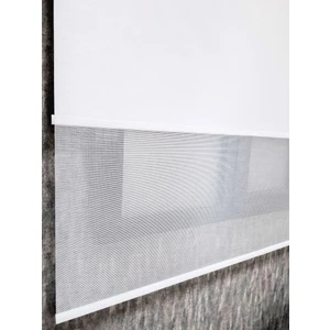 Bbb Saten Çizgili Çift Mekanizmalı Tül Stor Perde Beyaz MT1000