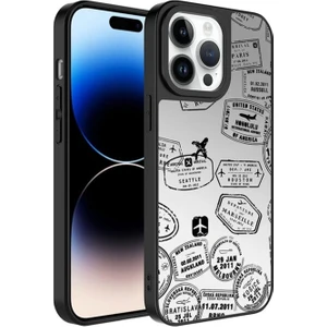Apple iPhone 14 Pro Uyumlu Kılıf Aynalı Desenli Kamera Korumalı Parlak Zore Mirror Kapak, Seyahat