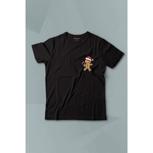 Kendim Seçtim Kurabiye Adam Yılbaşı Merry Christmas Happy New Year 2024 Baskılı Siyah T-Shirt Çocuk Tişört