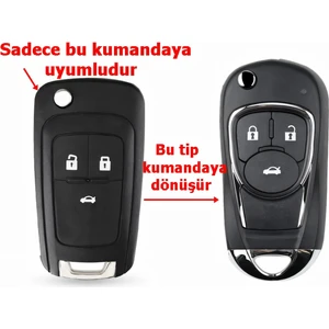 Opel Astra J Insignia Uyumlu Çevirici Modifiye Dönüşüm Kumanda Anahtar Kabı Oto Anahtarlık Logolu