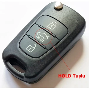 Hyundai Accent I20 I30 IX35 Uyumlu Anahtar Kabı Kumanda Kabı Oto Anahtarlık Vidalı Logolu Hold Tuşlu